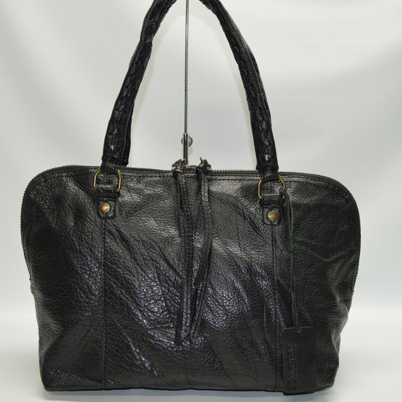 Linea Pelle Handbags - Linea Pelle Black Large Italian Leather Satchel